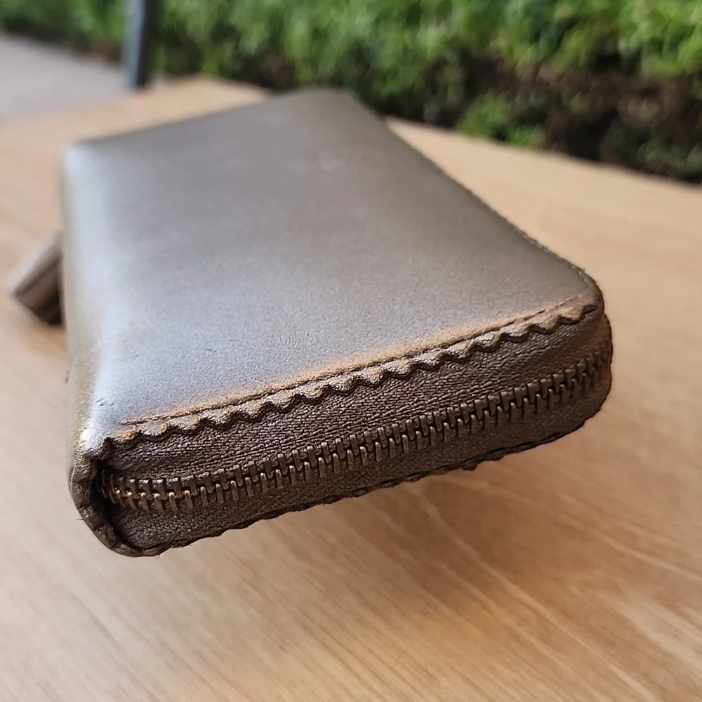 LOEWE Anagram Tassel Women's Long Wallet Champagne Gold Leather